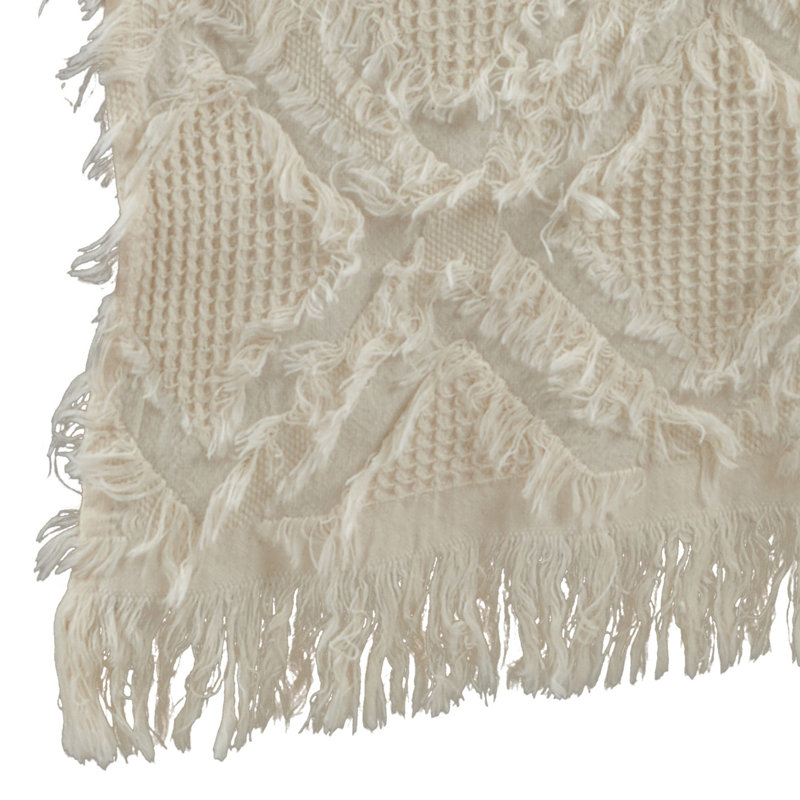 Zosia Geometric 100% Cotton Table Runner, 16" x 90", Off White