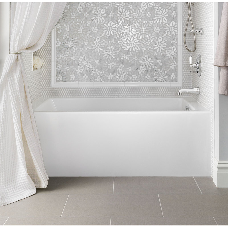 Sydney 72'' L Soaking Bathtub, White, Right, Matte Black