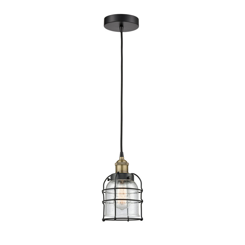 Luminaire suspendu 1 lumière Helladius, Laiton antique noir, H 10 po x l 6 po x P 6 po, Bullé