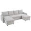 Canapé-lit modulaire de 109,5 po avec lit escamotable, canapé modulaire en U à 5 places en velours côtelé avec 2 chaises longues de rangement, porte-gobelets et ports USB-1012590321