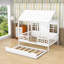 Lit en bois en forme de maison avec fenêtre et lit gigogne simple-872548497