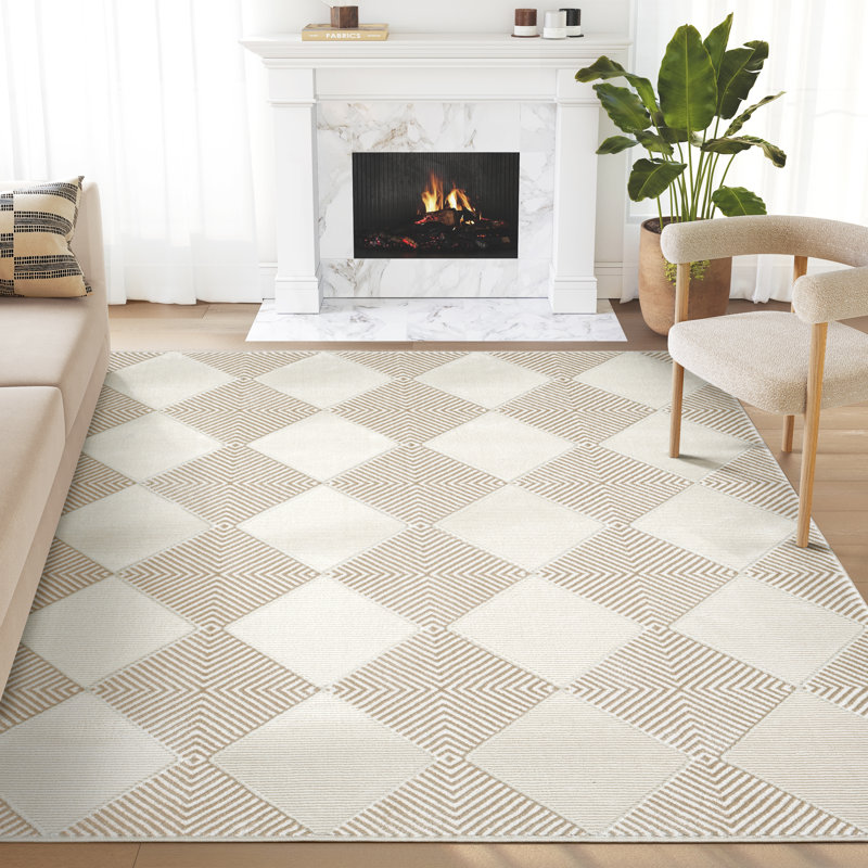 Vedhanth Checkered Rug, Rectangle 5'3" x 7'6"