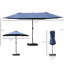Parasol de patio bleu foncé 15 pi, construction rectangulaire en acier stable, manivelle facile, double face pour le jardin, terrasse peu encombrante, piscine,