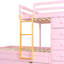 Lit superposé double avec 2 grands tiroirs et 5 petits tiroirs, fabrication en bois massif et bois aggloméré, design de rangement moderne avec petite armoire - rose Sakura