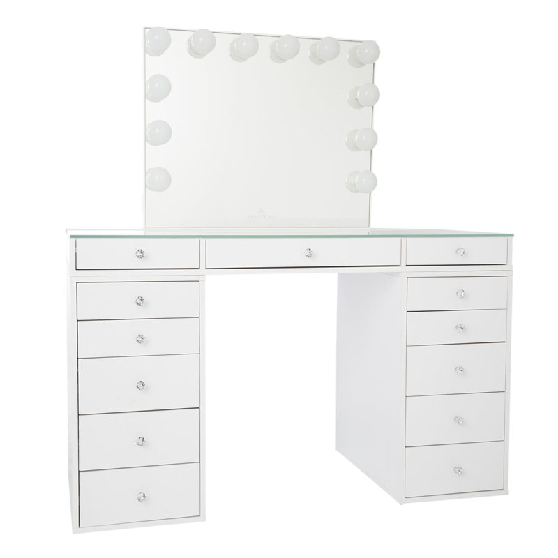 Table de maquillage Gaile Slaystation Plus 2.0 avec miroir de coiffeuse, ensemble de 5 tiroirs pour rangement de maquillage