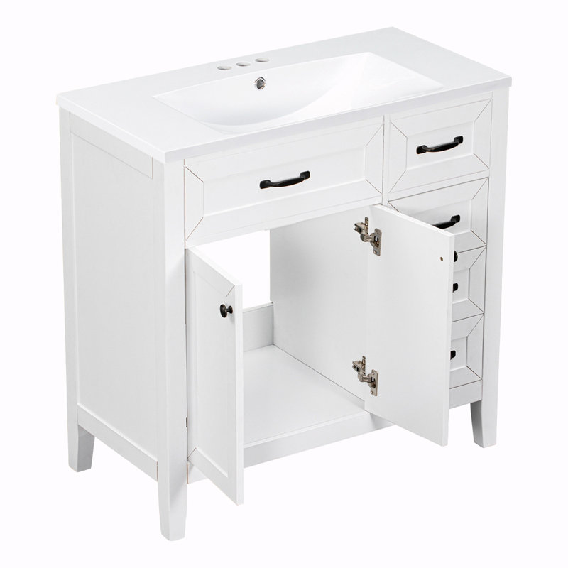 Shaylea 36'' Single Bathroom Vanity with Ceramic Top, White