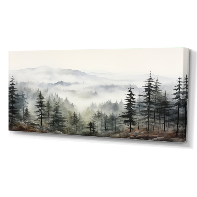 «Pine Misty Mountain II» sur toile, Toile tendue, H 28 po x l 60 po, Sans cadre