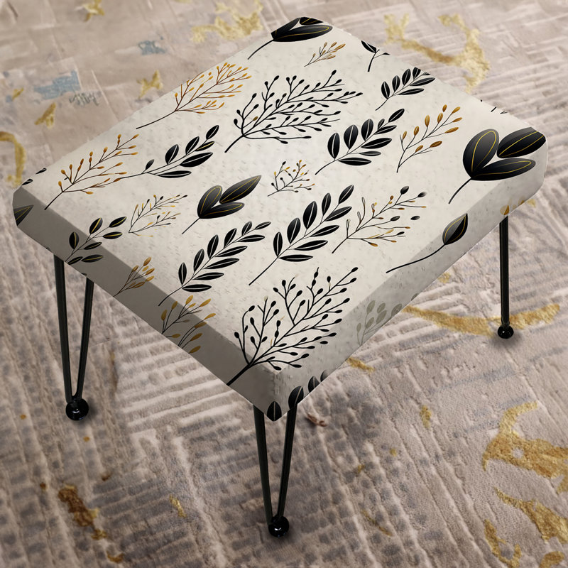 Chic Noir Floral Fusion - Floral Rectangle Ottoman