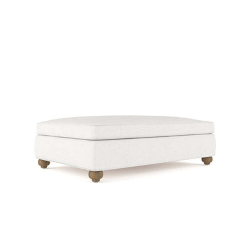 Leroy Ottoman, Plush Velvet Oyster, Weathered
