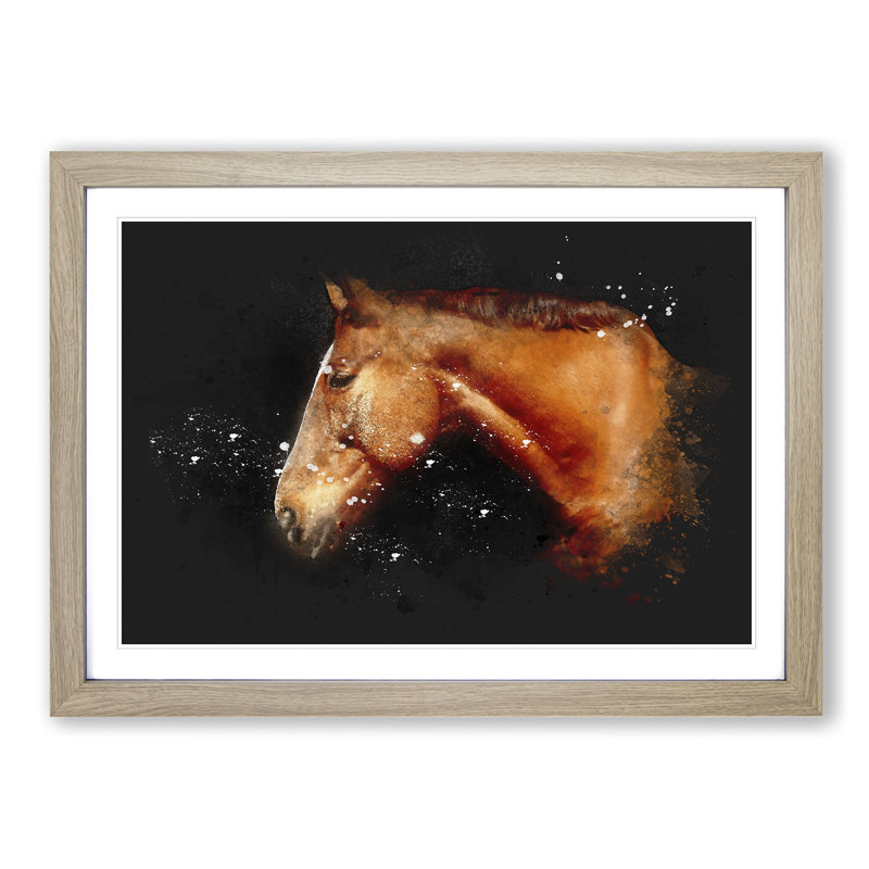 Chestnut Brown Horse - Picture Frame Graphic Art Print, Oak Framed, 45cm H x 63cm W x 2cm D