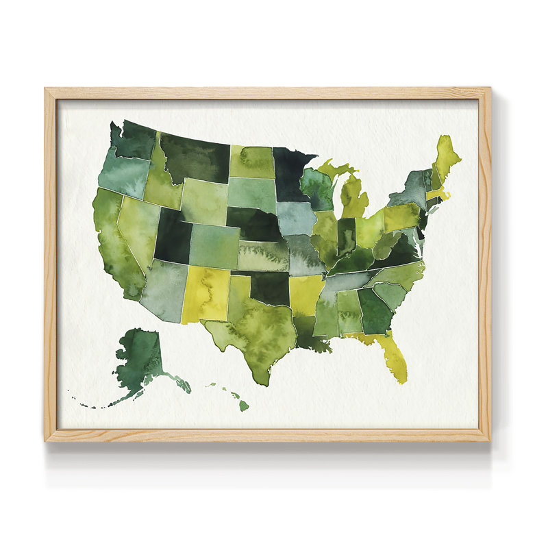 «USA in Watercolor I», reproduction encadrée, H 11 po x l 14 po, Naturel