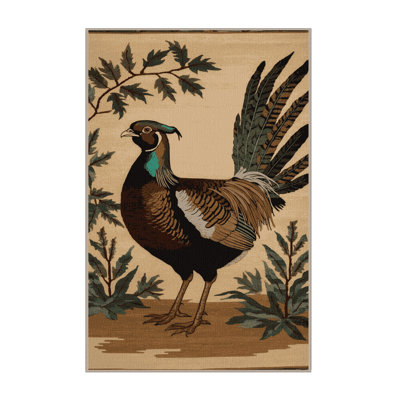 Washable Common Pheasant Birds Area Rug