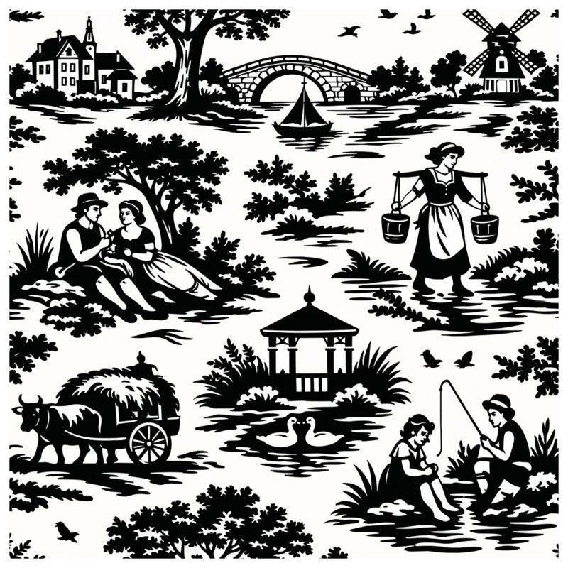Coussins décoratifs noirs et blancs Scenic Toile, 26 x 26 pouces
