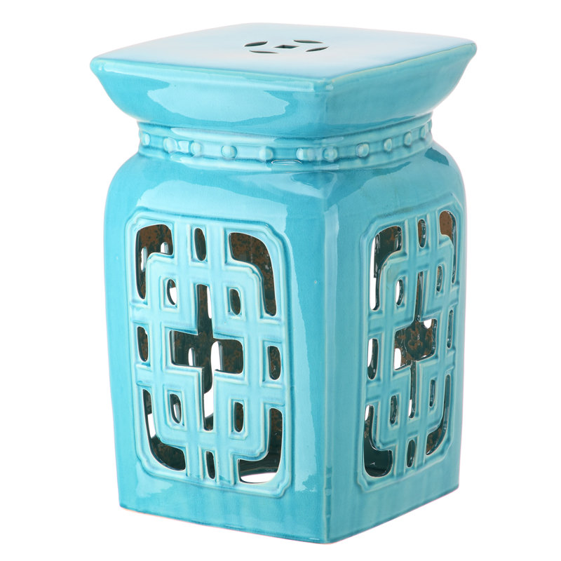 Amedee Ceramic Accent Stool, Light Blue