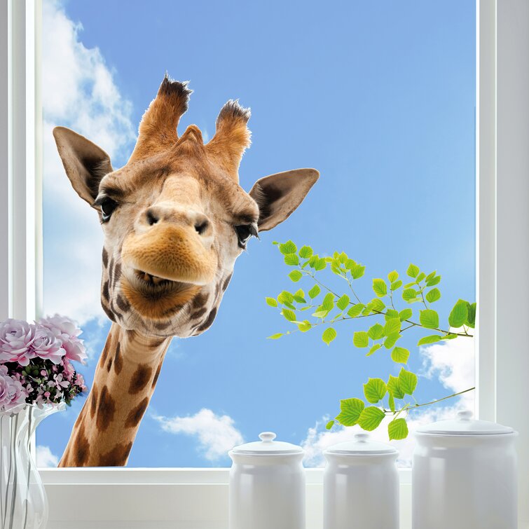 4 Pcs Funny Cow Wall Decal Giraffe Window Stickers Cute Animal