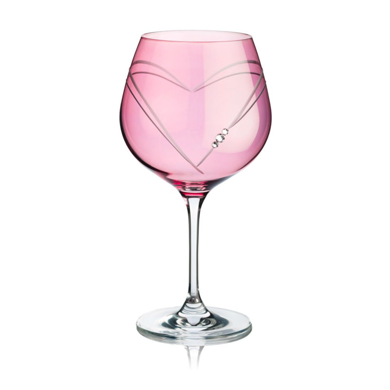 Hearts Gin Glass Adorned with Swarovski Crystals - Single Glass