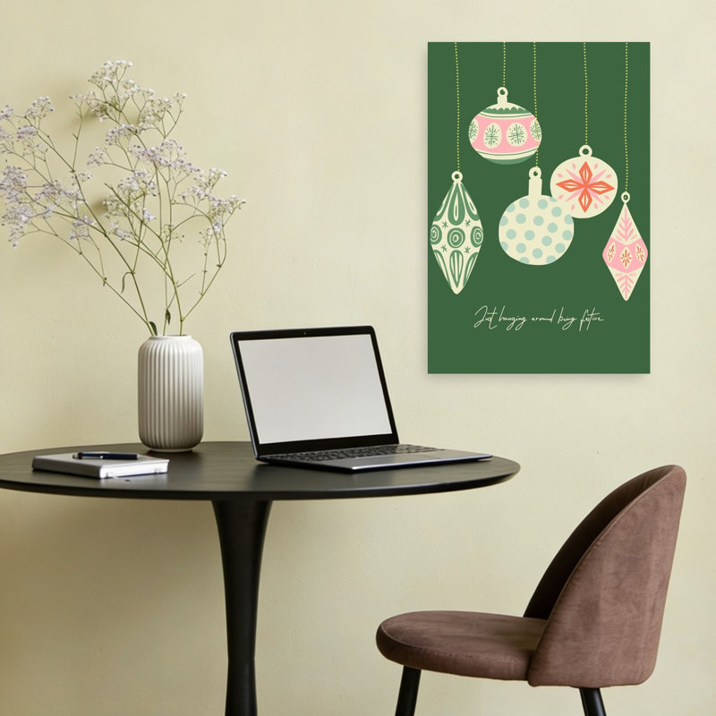 Modern Festive Ornaments Abstract Contemporary Modern Winter Wall Art Print by Annick - Wrapped Canvas Print