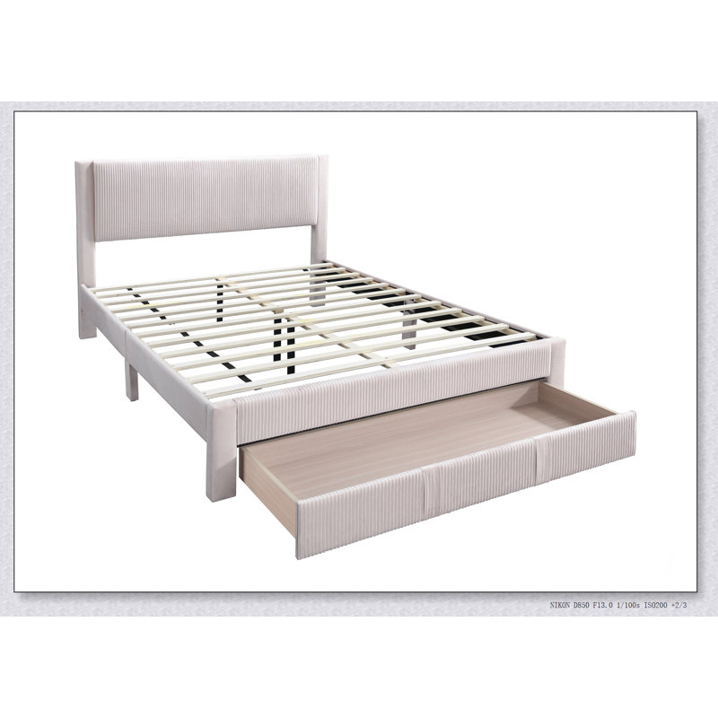 Grand lit avec rangement, Rose clair