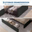 Structure de lit grand avec 3 tiroirs de rangement gris foncé, plateforme