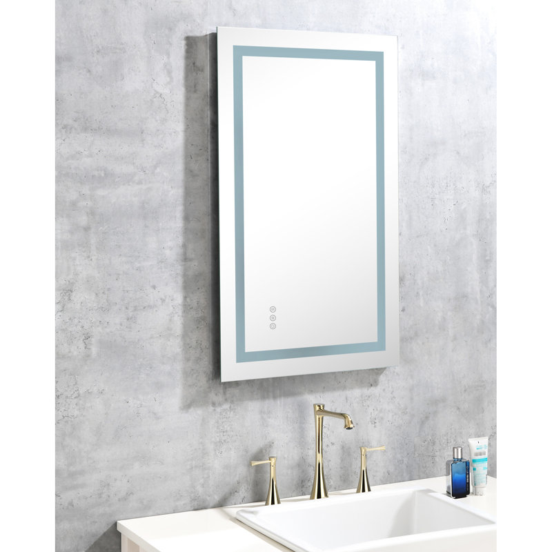Miroir de salle de bain à DEL 36 po x 28 po à intensité variable, à mémoire de forme