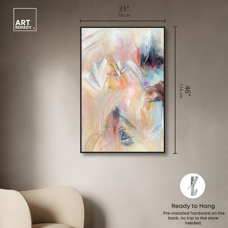 «Side Effect I Canvas Modern Boho Abstract» par , H 46 po x l 31 po, Cadre flottant noir
