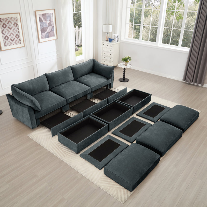 Canapé Comfort U, Gris chenille