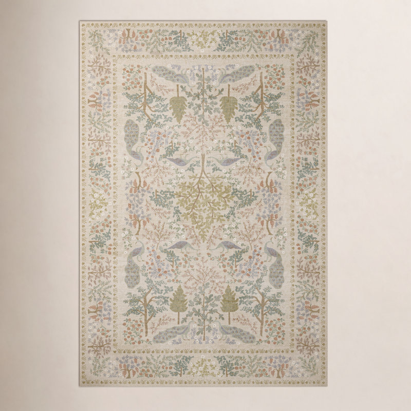 Tapis crème Rifle Paper Co. x Loloi, Rectangle 3 pi 9 po x 5 pi 9 po