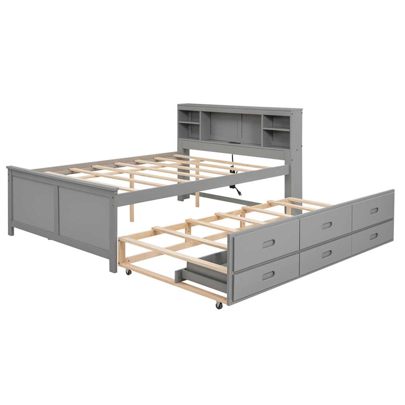 Lit plateforme Zalma, Double, gris