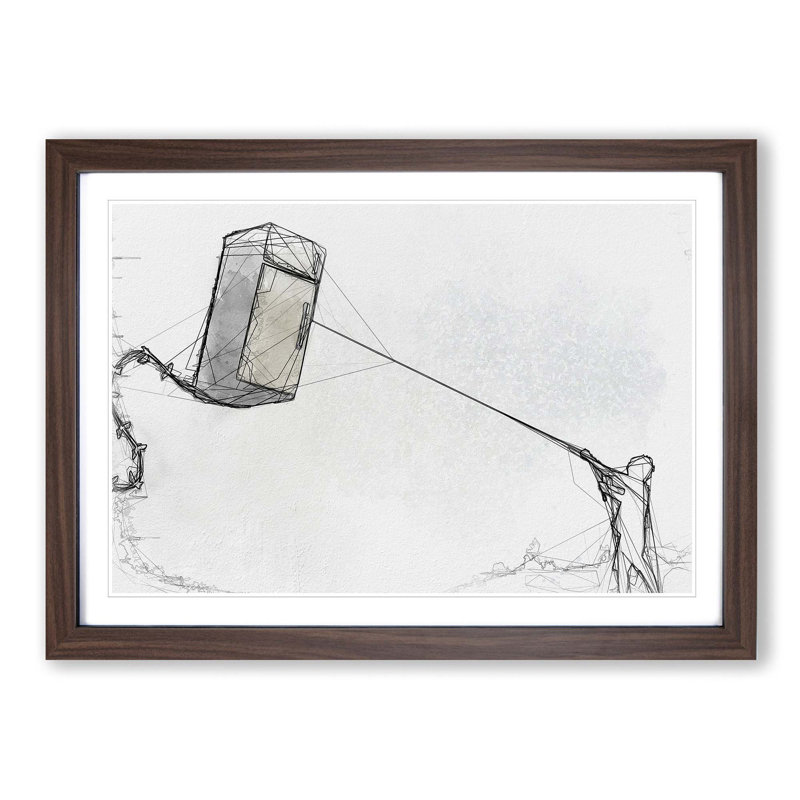 Fridge Kite by Banksy - Picture Frame Graphic Art Print, 48cm H x 65cm W x 2cm D, Walnut Framed