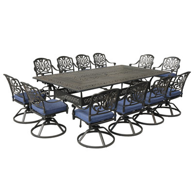 Ensemble repas rectangulaire pour 12 personnes de 108,07 po de longueur avec coussins Annecorinne
