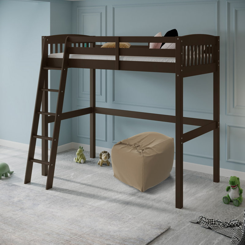 Jahliah Kids Twin Loft Bed, Cappucino