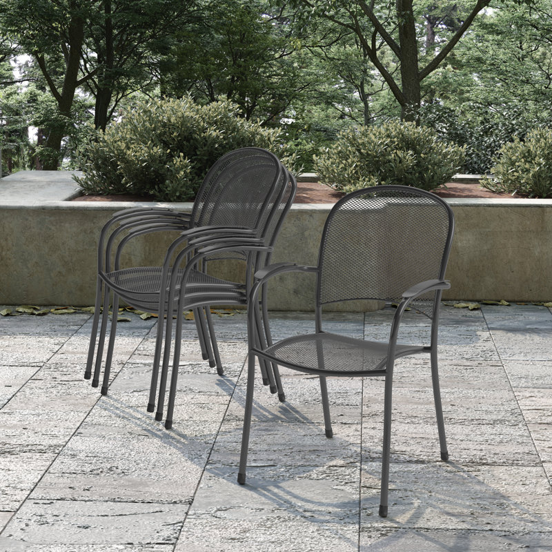 Fauteuil de patio empilable Waynesboro, Gris