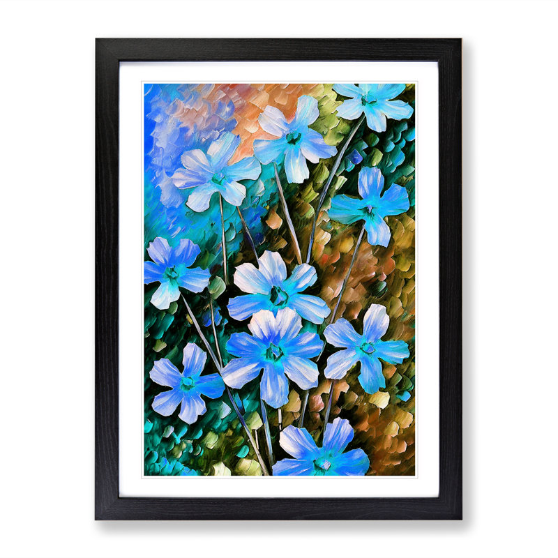Selection Of Flowers No.4 - Single Picture Frame Print, Black, 64cm H x 46cm W x 2cm D