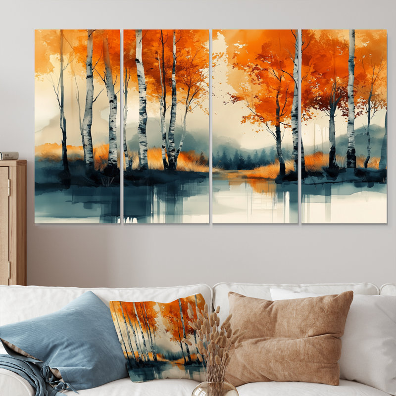 «Autumn Tree In Forest Panorama I», ensemble d'art sur toile, H 32 po x l 64 po