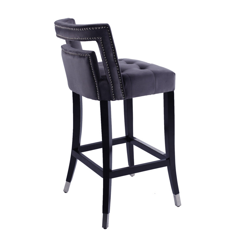 Abbie-Mai Upholstered Counter Stool with Solid Wood Frame, Gray, Bar Stool (30.71” Seat Height)