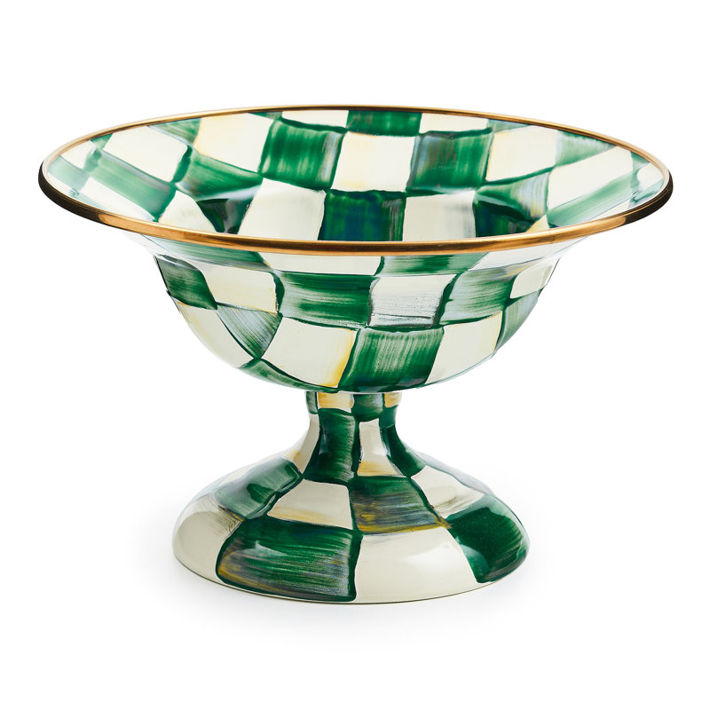 Emerald Check Small Compote, 7.5