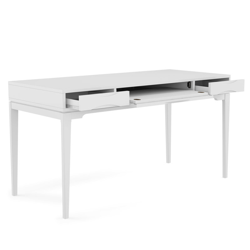 Harper 60"W Solid Wood Mid-Century Modern Writing Desk with 2 Drawers and Flip-Down Keyboard Tray, 31.5" H x 60" W x 26" D