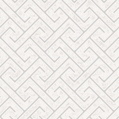 Greek Key XL White Wallpaper