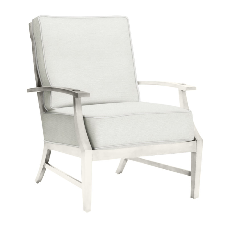 Croquet Patio Chair with Cushions, Welt + Standard Fill, Linen Navy, Chalk