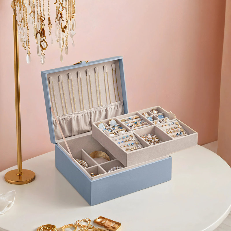 Boîte à bijoux amovible, Bleu brumeux