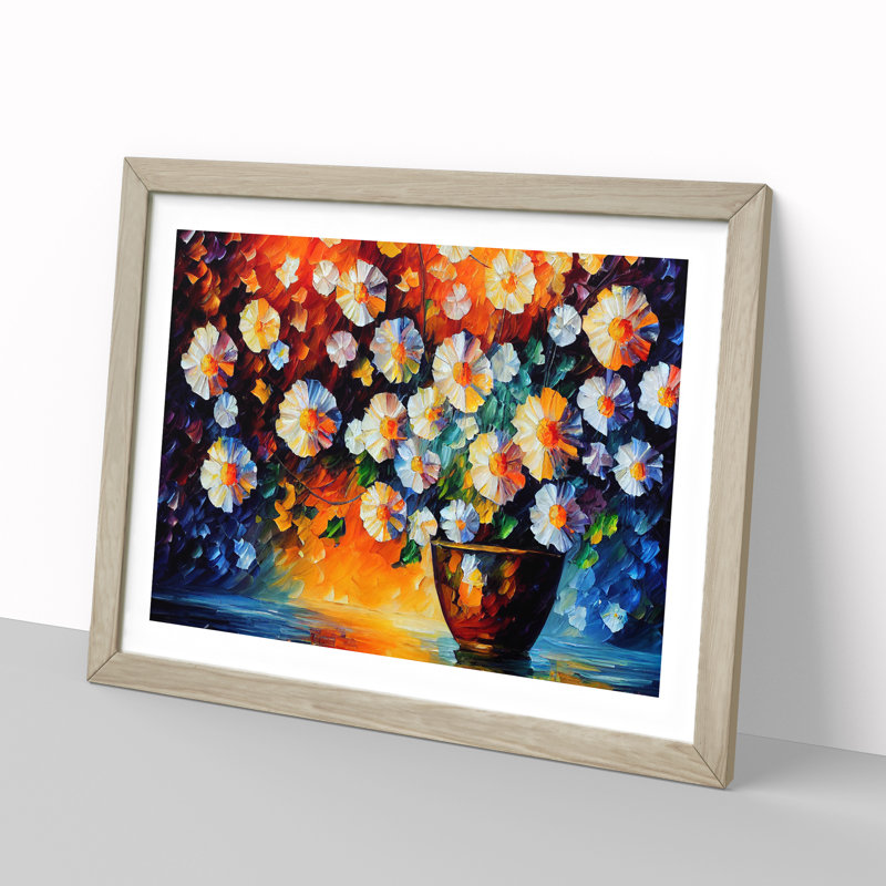 Assorted Flowers Painting Vol.5 Abstract - Single Picture Frame Print, 34cm H x 46cm W x 2cm D, Oak Framed