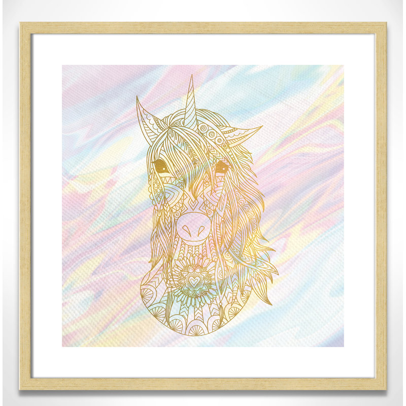 Dreaming licorne 2, H 23,5 po x l 23,5 po x P 1,19 po, Cadre boîte champagne