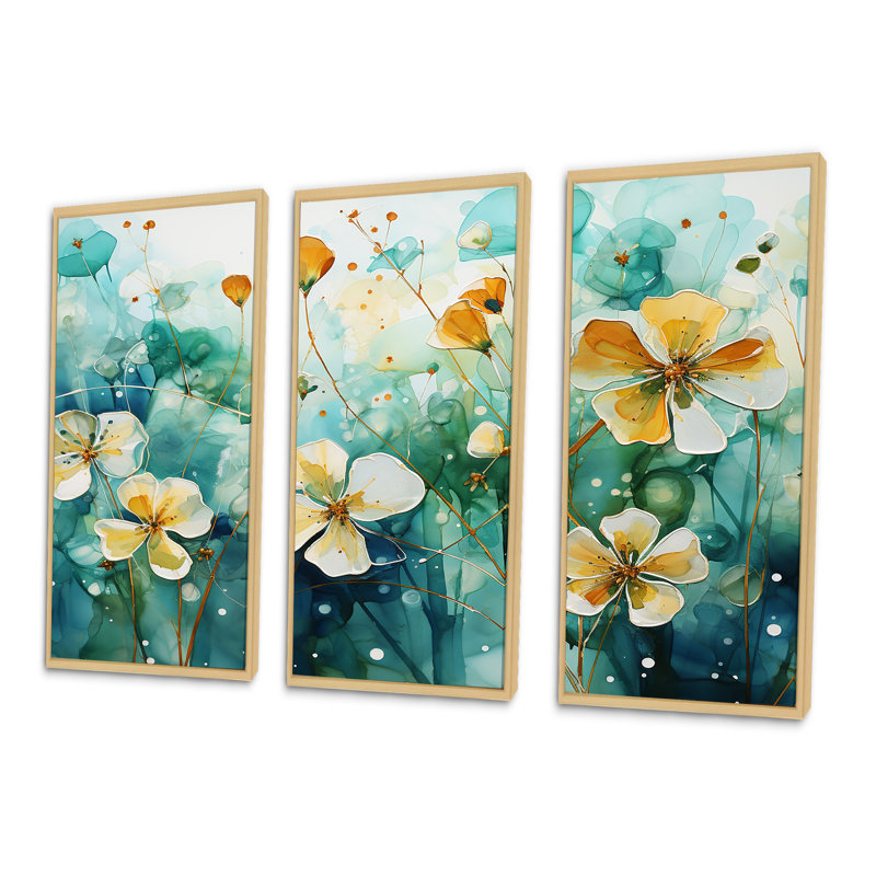 Beige transparent botanique, élégance florale - ensemble de plantes sur toile, Cadre naturel flottant