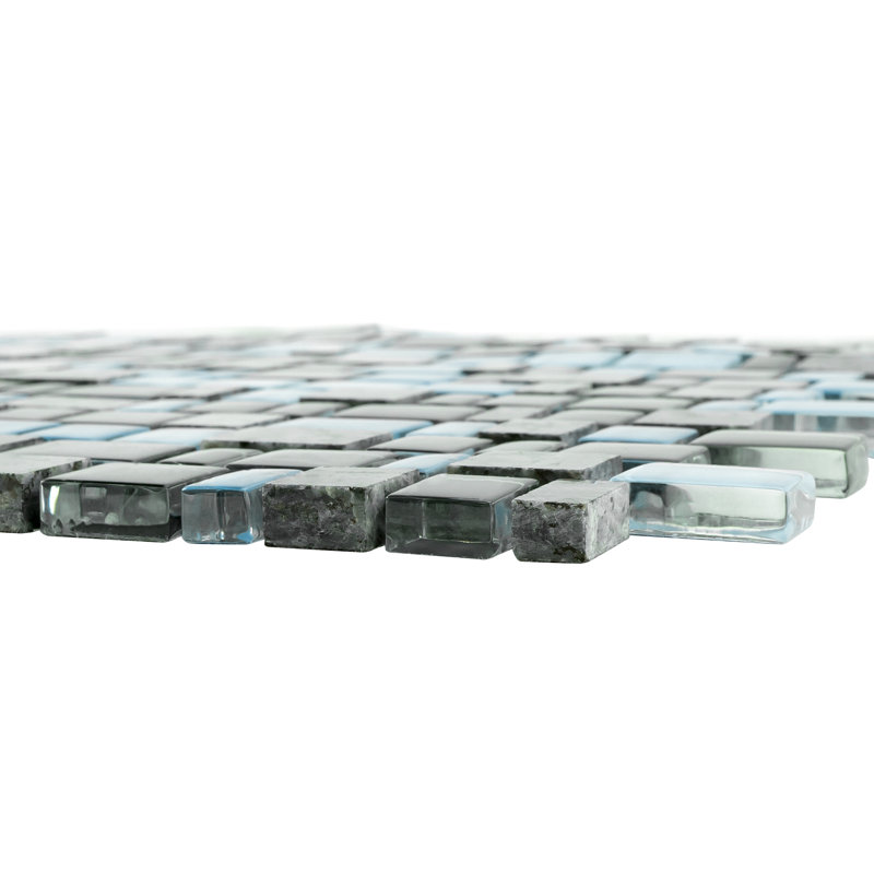 Cubemax Random 11.75'' X 11.75'' Mosaic Tile, Black/Blue