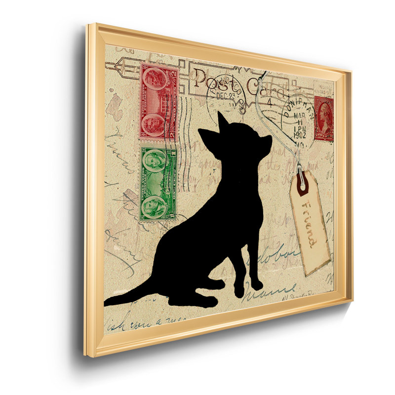 «Chihuahua Silhouette», reproduction d'art sur toile, Toile encadrée dorée, H 22,5 po x l 30,5 po x P 1,5 po