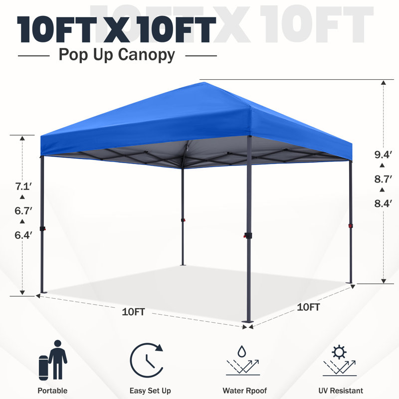 Tente d'extérieur avec abri l 10 pi. X P 10 pi. ABCCANOPY Central Lock-Series, Bleu royal