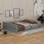 Lit plateforme double tapissier en bois avec garde-corps et coussin-1183061157