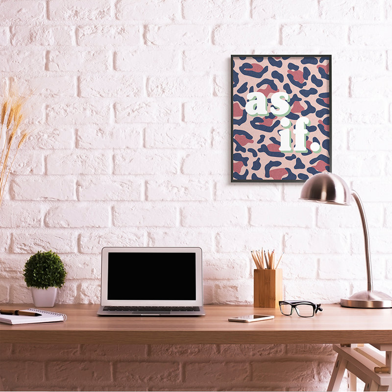 «As If Text Over Pink Leopard» par Daphne Polselli, reproduction d'art graphique, Giclée encadrée noir minuit