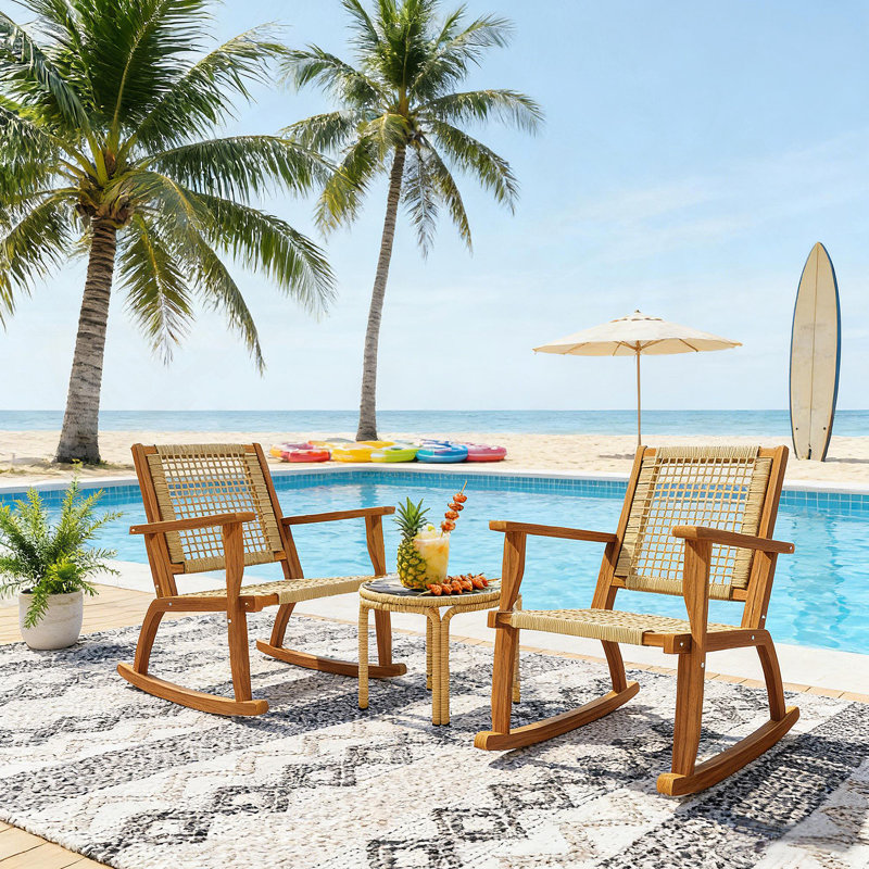 Ensemble de 2 chaises berçantes d'extérieur