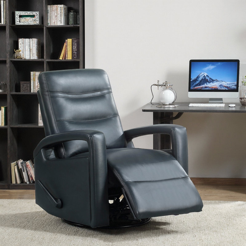 Ultimate Relaxation Swivel Glider Recliner Chair – Plush Manual Recline, Open Arm Design & 360° Glide for Modern Living, Navy